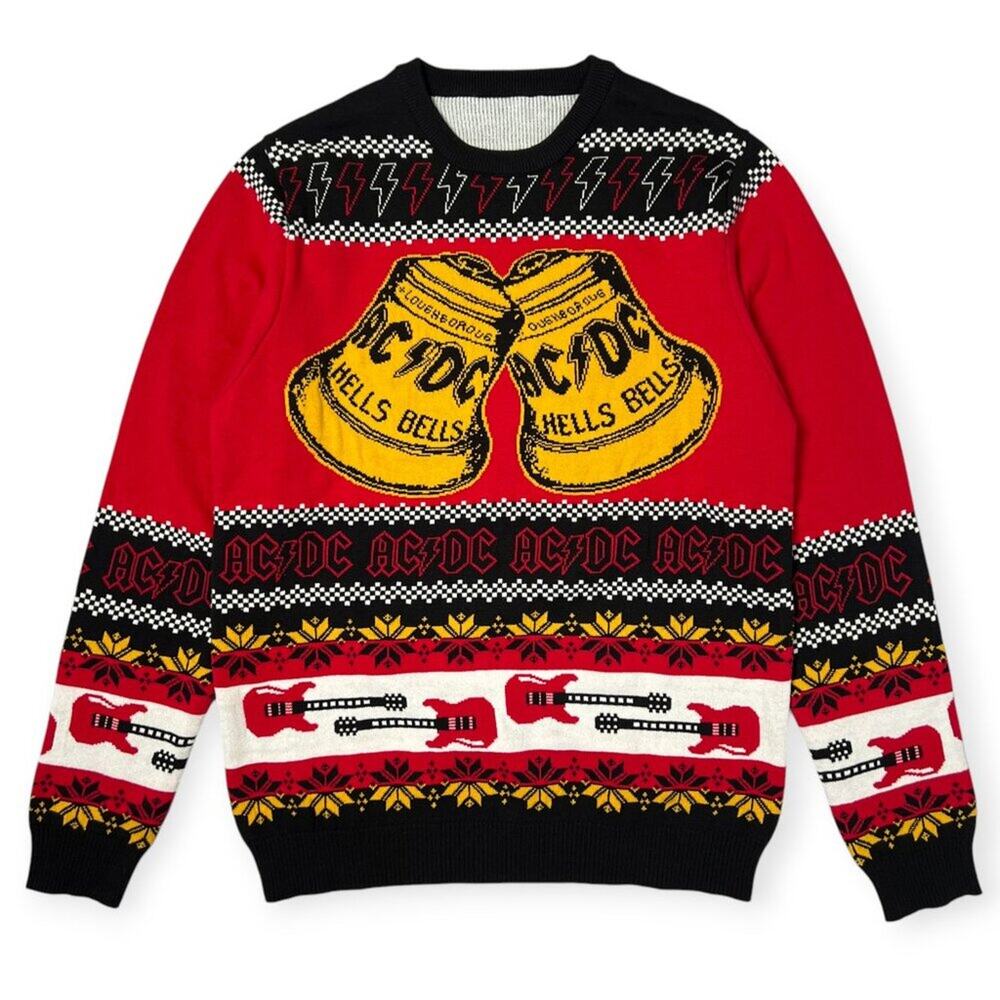 AC/DC Hells Bells Ugly Christmas Sweater NWT SIZE M Rock Band Holiday Jumper